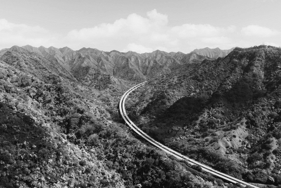 An overlooking view of 'aiea loop trail in hawaii USA 2000pc PuzzleBlack and White