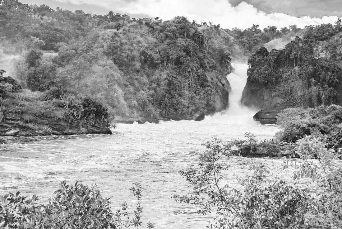 Noah Jigsaw Puzzle Photo of waterfalls in Murchison Falls National Park, Uganda in black white 2000 pieces