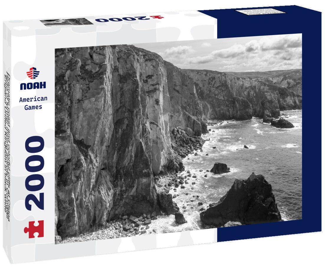 Dramatic coast and colorful cliffs at Cligga Head of former mining activity in Cornwall England United Kingdom 2000pc PuzzleBlack and White