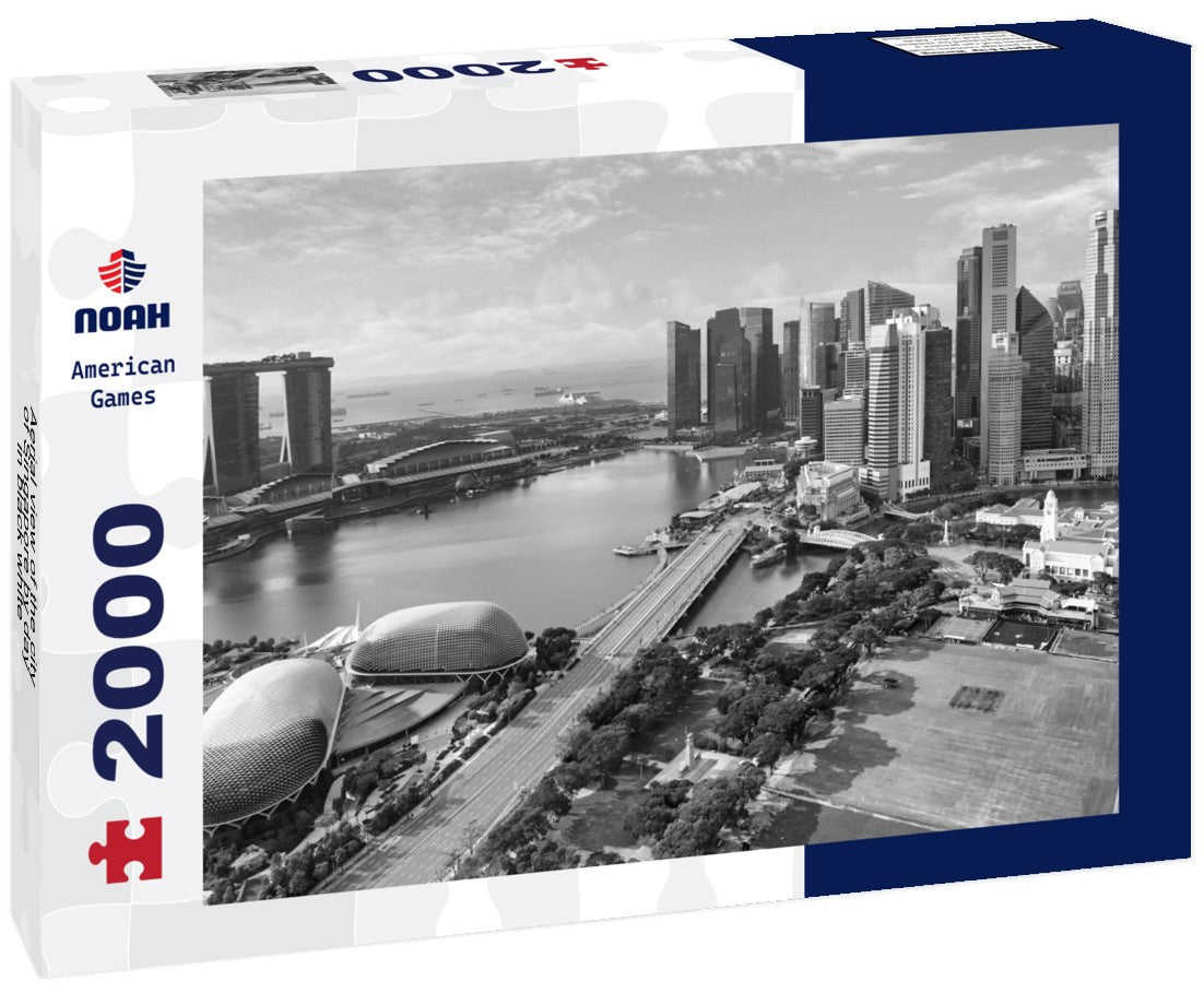 Aerial view of the city of Singapore by day 2000pc PuzzleBlack and White