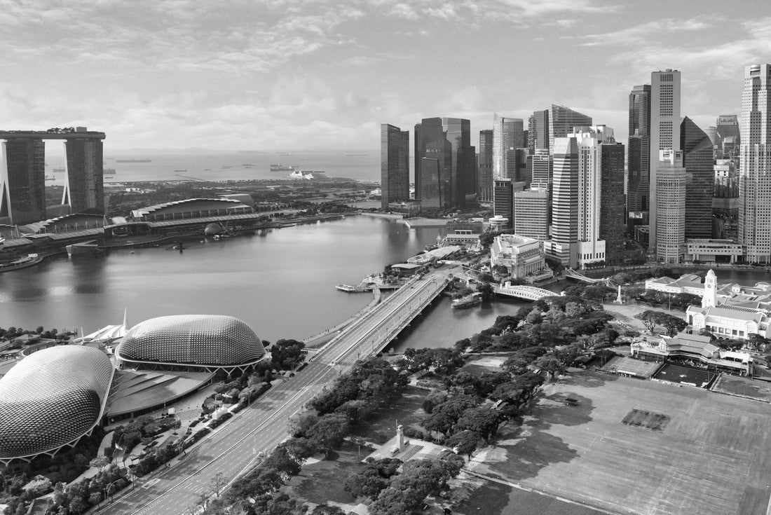 Aerial view of the city of Singapore by day 2000pc PuzzleBlack and White