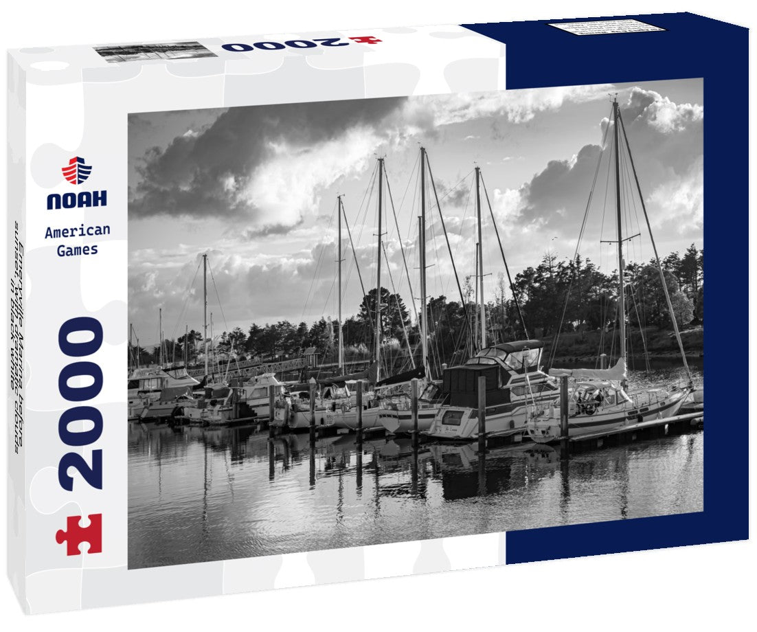 Emeryville Marina before sunset, with dramatic clouds 2000pc PuzzleBlack and White
