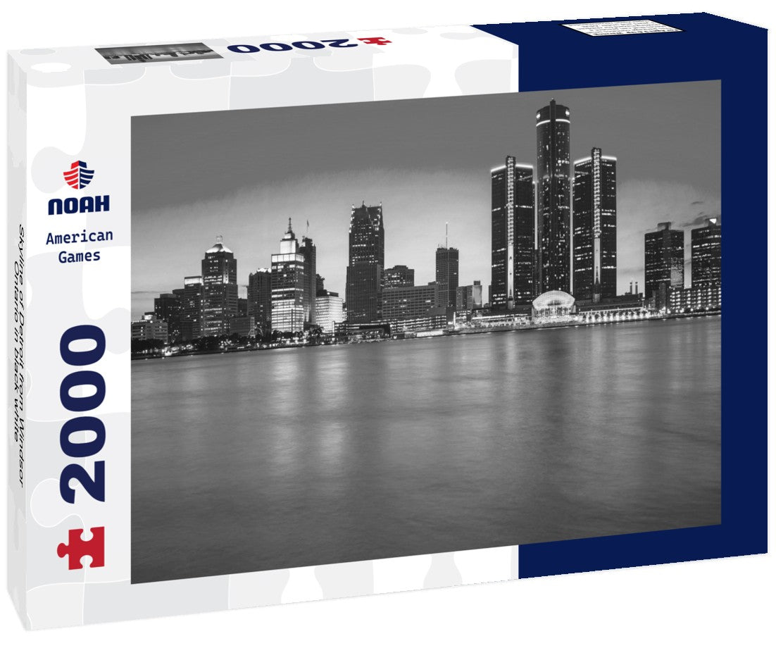 Skyline of Detroit from Windsor, Ontario 2000pc PuzzleBlack and White