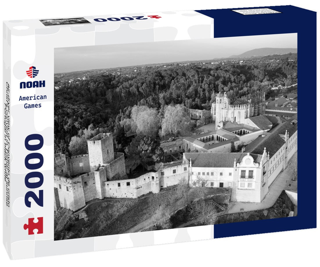 air-dryer view of Convento de cristo Christ's convent in Tomar at sunrise, Portugal 2000pc PuzzleBlack and White