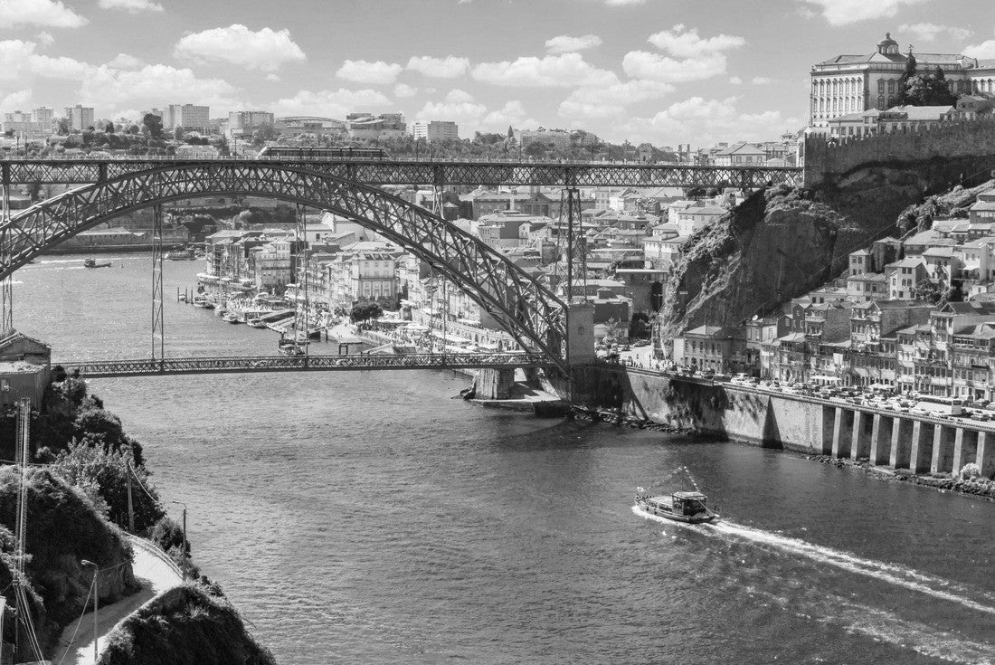 picturesque, colorful view of the old town of Porto, Portugal with the Ponte Dom Luis bridge over the Douro River 2000pc PuzzleBlack and White