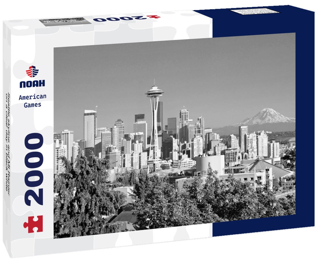 Seattle skyline and Mt Rainier on a clear day 2000pc PuzzleBlack and White