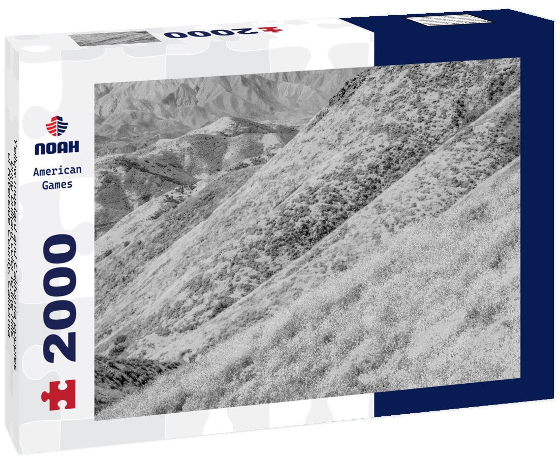 Yellow mustard and California poppies bring brilliant color to the hills of Riverside County, California 2000pc PuzzleBlack and White