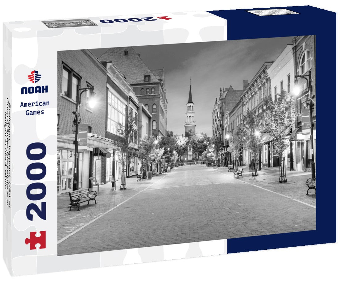Burlington, Vermont, USA at Church Street Marketplace at twilight 2000pc PuzzleBlack and White