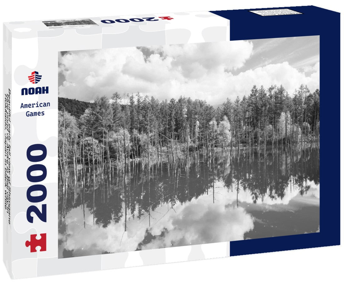 Beautiful early fall view of Shirogane blue pond or Aoike in Biei city in Hokkaido, Japan 2000pc PuzzleBlack and White