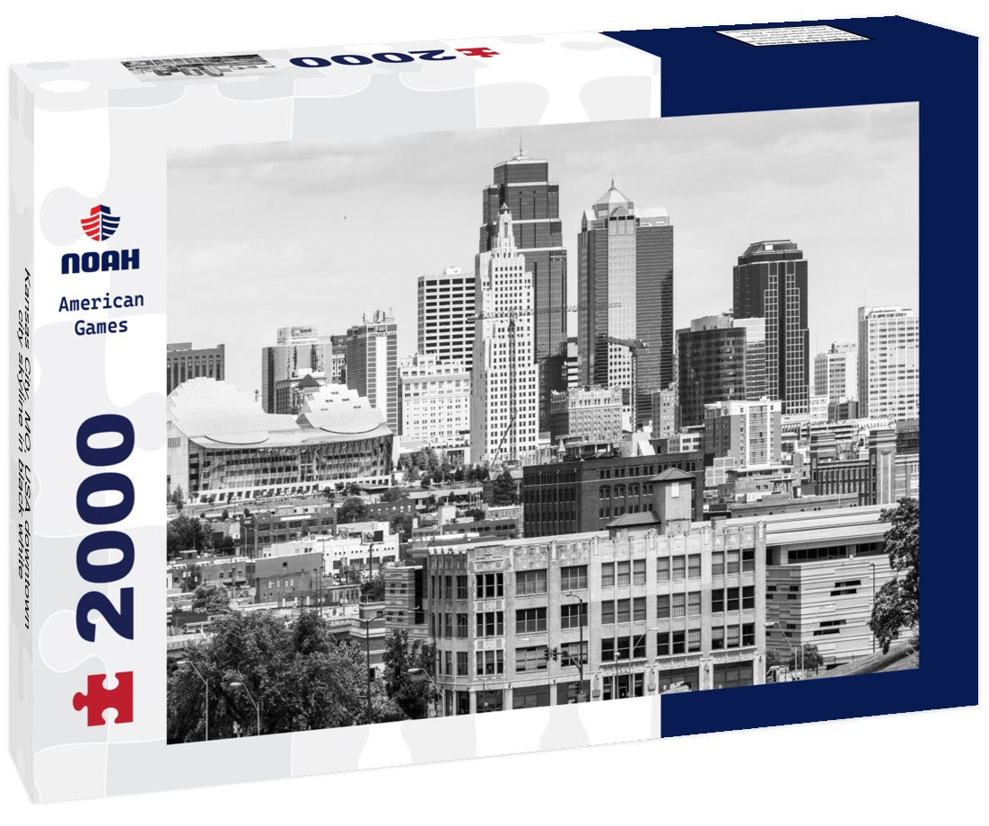 Kansas City, MO, USA downtown city skyline 2000pc PuzzleBlack and White