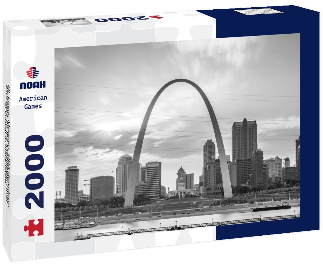 St. Louis, Missouri, USA downtown cityscape on the Mississippi River at sunset 2000pc PuzzleBlack and White