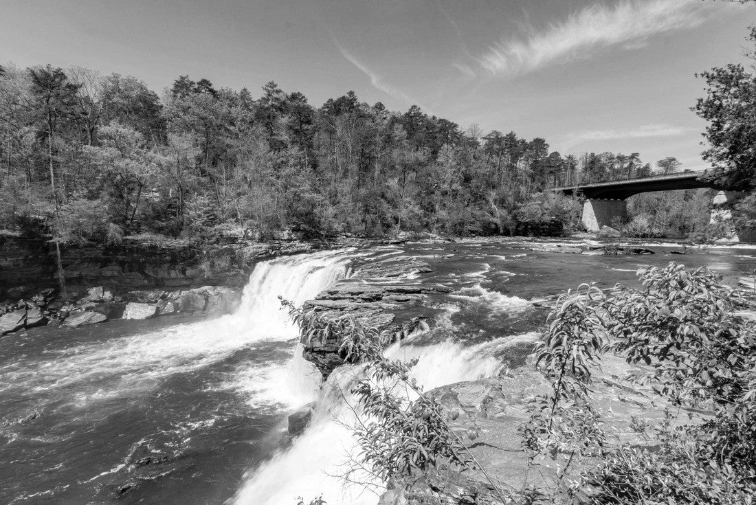 Strong flowing turquoise water after heavy rain at Little falls in Little River Canyon National Preserve 2000pc PuzzleBlack and White