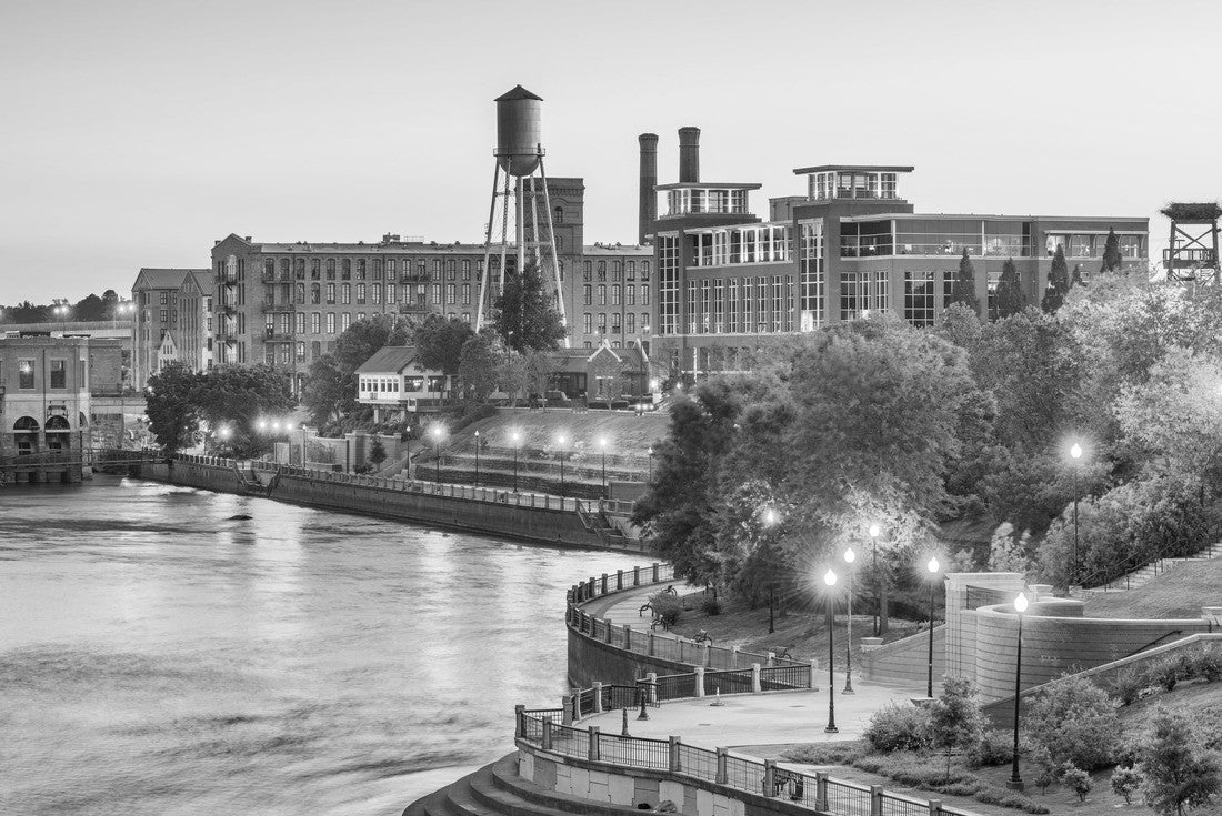 Columbus, Georgia, USA downtown skyline on the Chattahochee River at dusk 2000pc PuzzleBlack and White