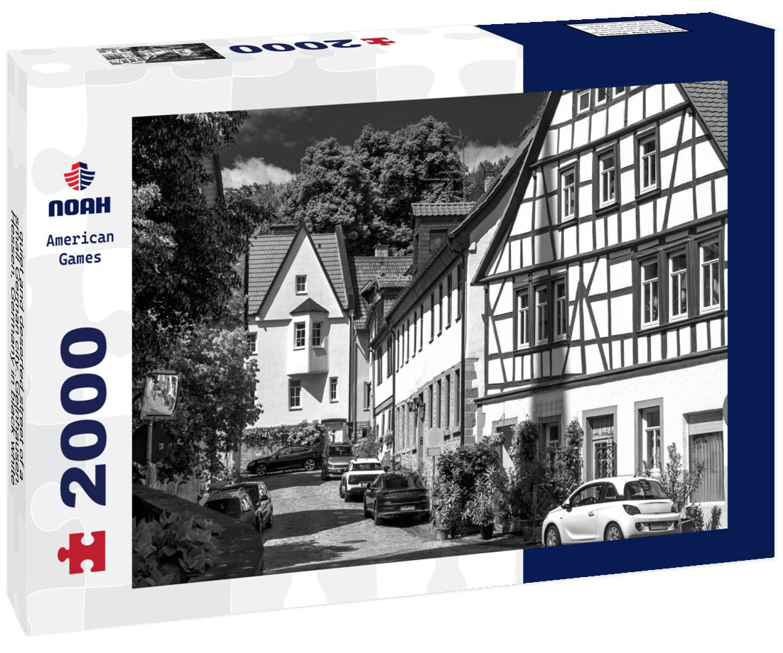 quiet and deserted street of a small German city. Gelnhausen. Hessen, Germany 2000pc PuzzleBlack and White