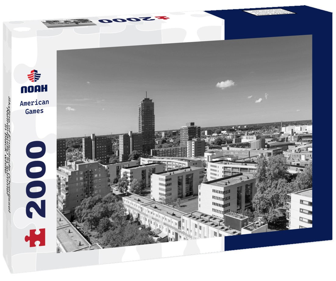 Skyline of Enschede (Overijssel, Netherlands) in summer 2000pc PuzzleBlack and White