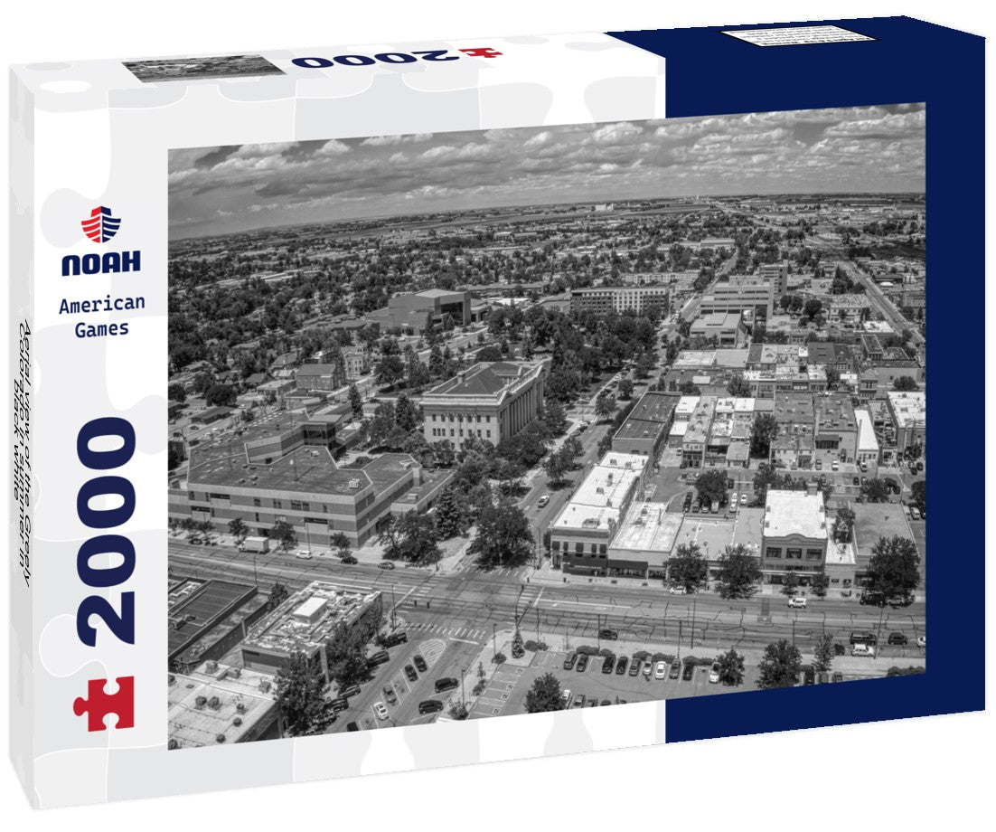Aerial view of the Greely Colorado in summer 2000pc PuzzleBlack and White