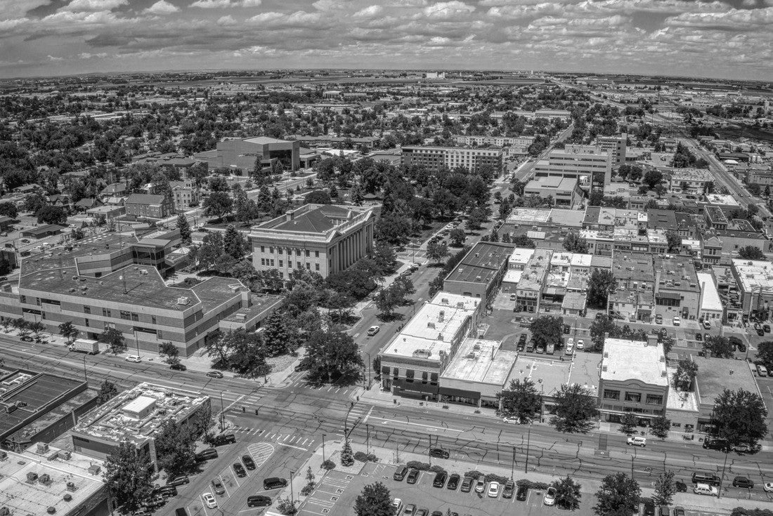 Aerial view of the Greely Colorado in summer 2000pc PuzzleBlack and White