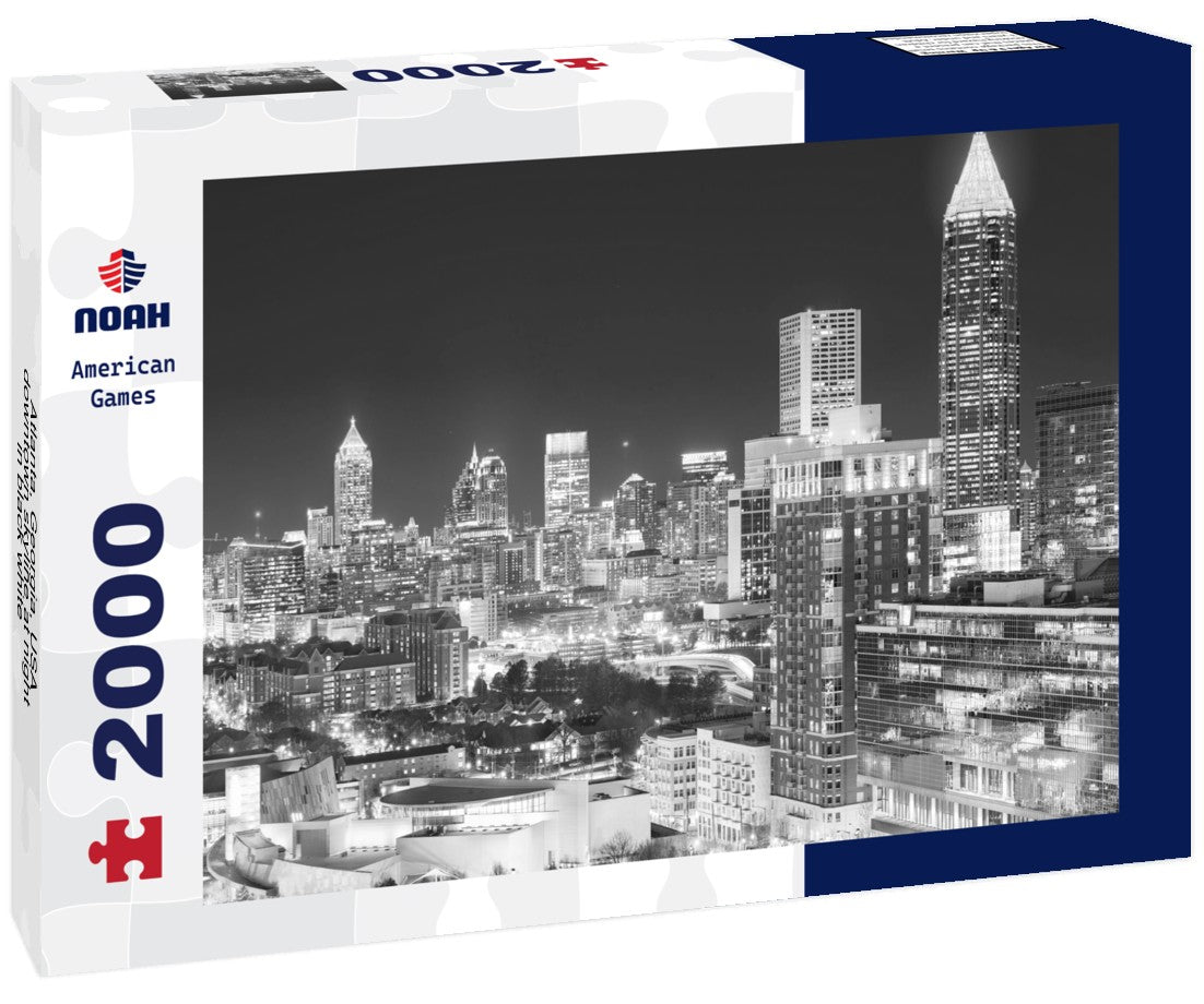 Atlanta, Georgia, USA downtown skyline at night 2000pc PuzzleBlack and White