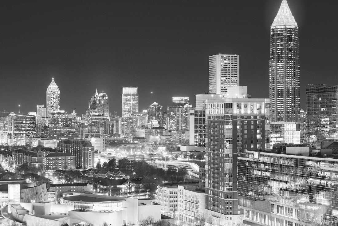 Atlanta, Georgia, USA downtown skyline at night 2000pc PuzzleBlack and White
