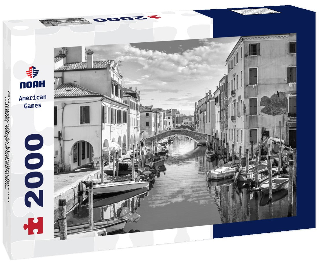 Chioggia city in Venetian lagoon, water canal and church. Veneto, Italy 2000pc PuzzleBlack and White