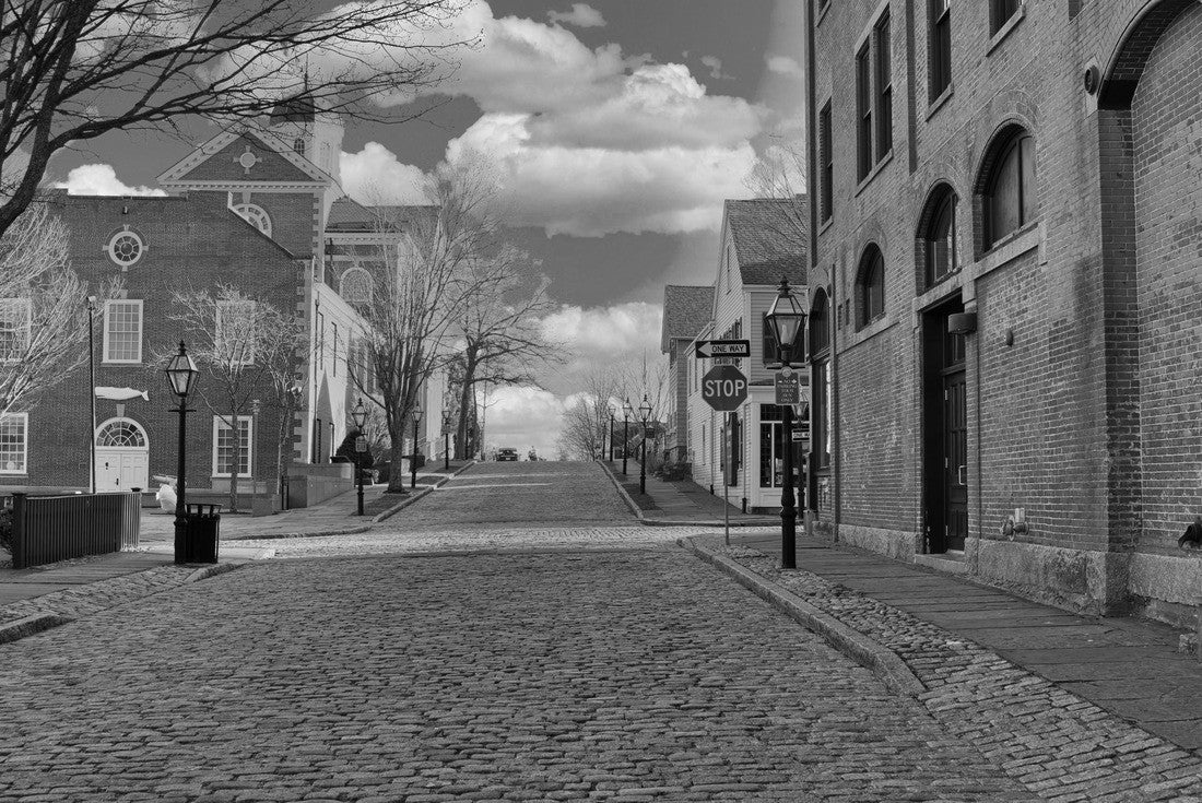 Cobblestone street New Bedford Massachusetts 2000pc PuzzleBlack and White