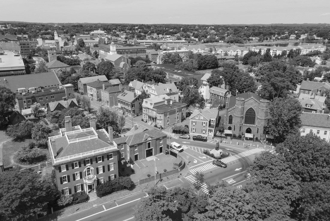 Salem historic city center including Salem Witch Museum and Andrew Safford House in city of Salem, Massachusetts MA 2000pc PuzzleBlack and White