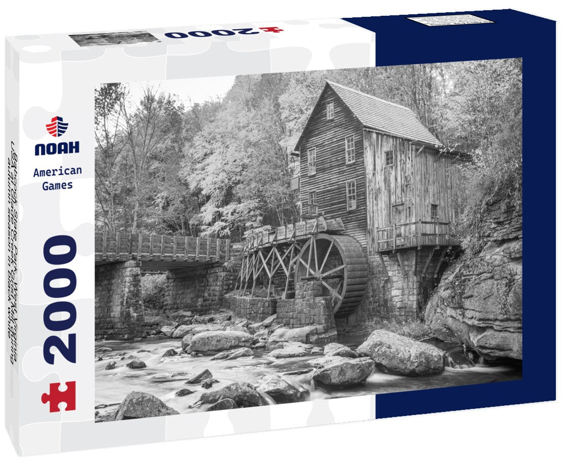 Babcock State Park, West Virginia, USA at Glade Creek Grist Mill during autumn season 2000pc PuzzleBlack and White