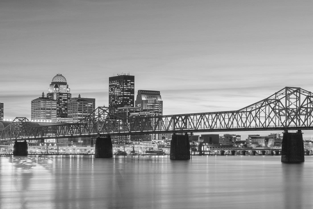 Louisville, Kentucky, USA skyline by the river 2000pc PuzzleBlack and White