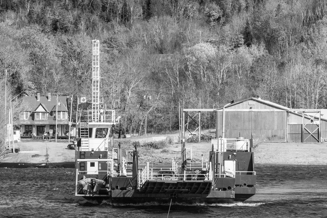 Canada, New Brunswick, Saint John River Valley. Evandale Ferry on the St. John River 2000pc PuzzleBlack and White