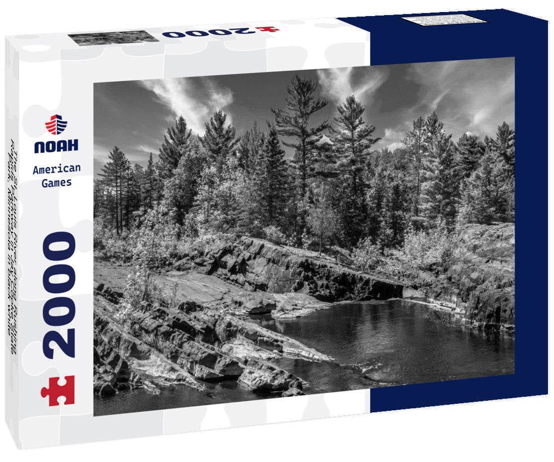 The St. Louis River along Rushing Rapids Parkway in Jay Cooke State Park, Minnesota 2000pc PuzzleBlack and White