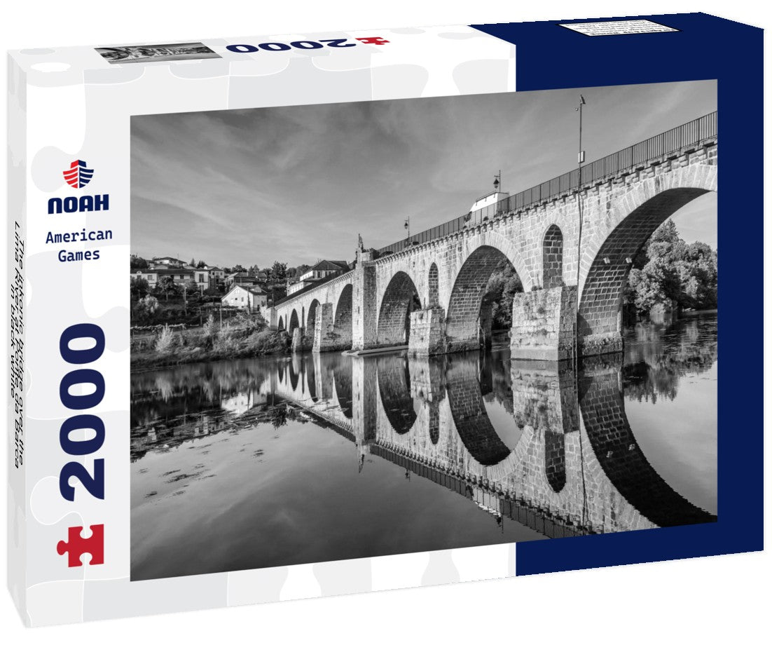 The inkonic bridge over the Lima River at Ponte da Barca 2000pc PuzzleBlack and White