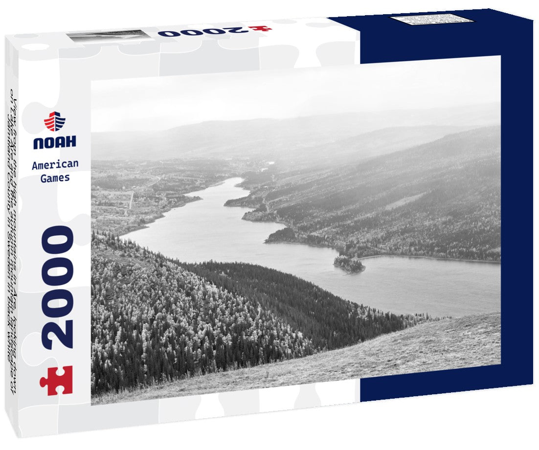 high mountains in Åre, looking down on Lake Åre and the autumn mountain landscape of Jämtland County in Sweden 2000pc PuzzleBlack and White