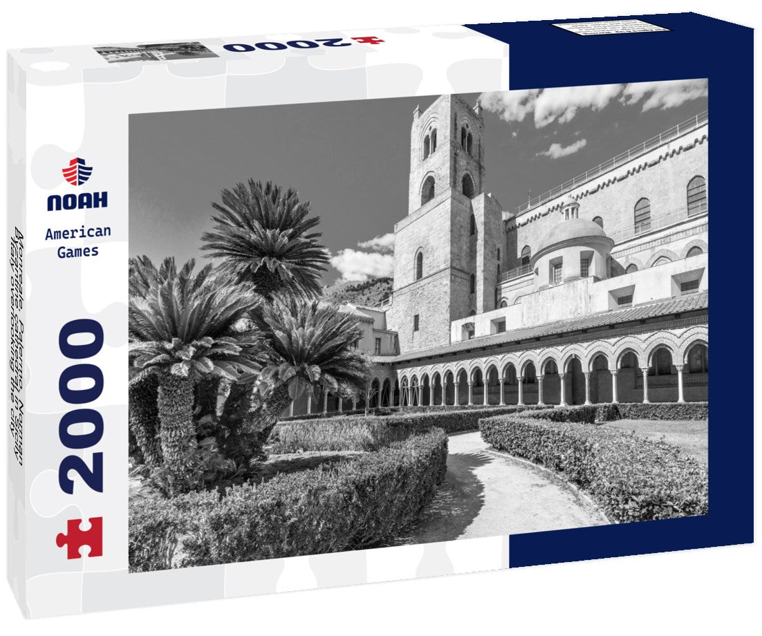 Monreale, Palermo. Norman-Byzantine cathedral in Sicily, Italy overlooking the city of Palermo 2000pc PuzzleBlack and White