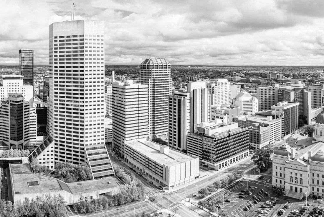 Noah Jigsaw Puzzle Indiana Statehouse and Indianapolis Skyline in black white 2000 pieces