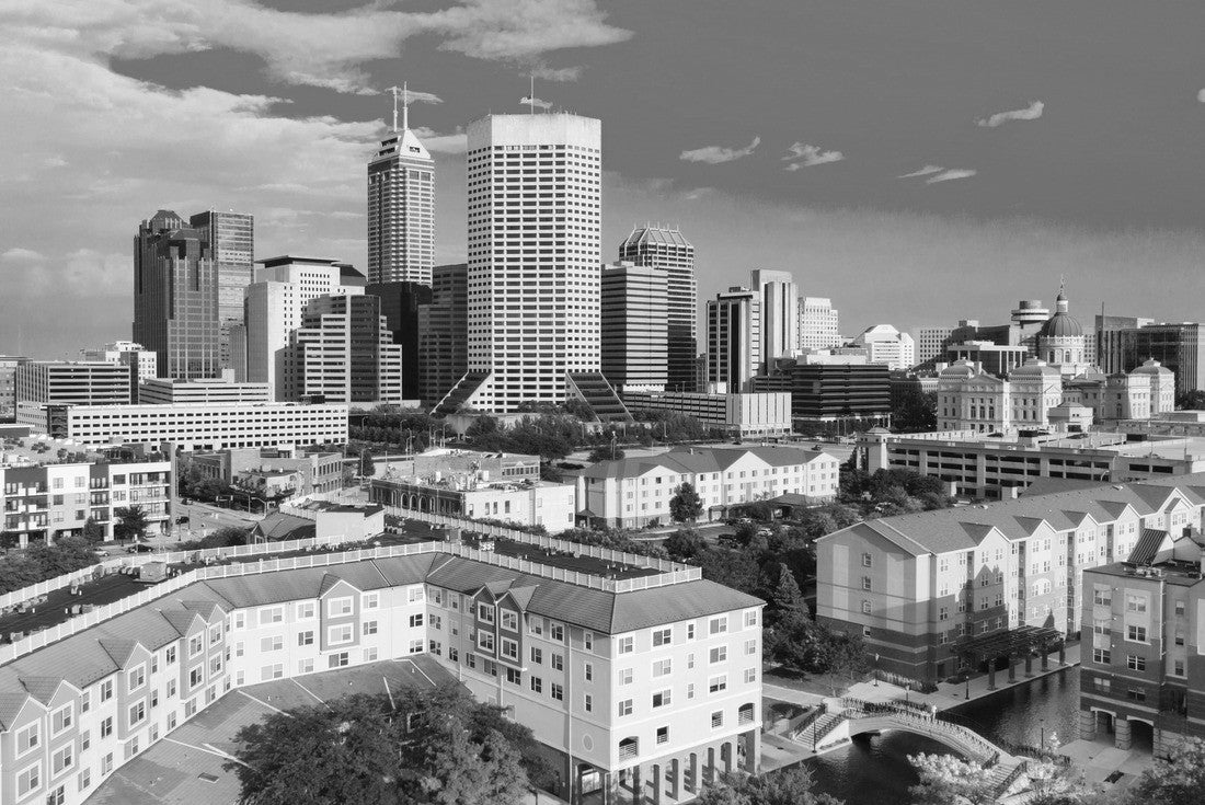 Noah Jigsaw Puzzle Indianapolis skyline Indiana US in black white 2000 pieces