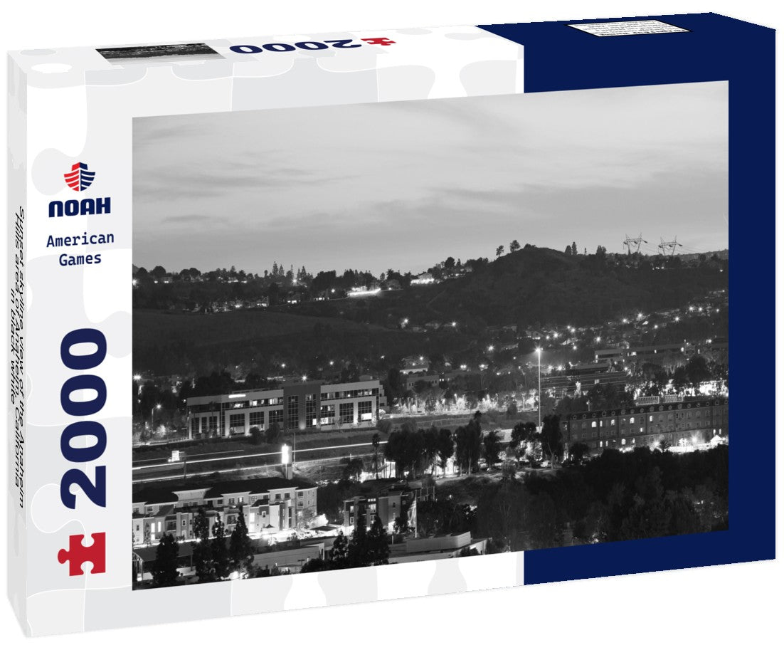 Sunset skyline view of the Anaheim Hills area of Anaheim, California 2000pc PuzzleBlack and White