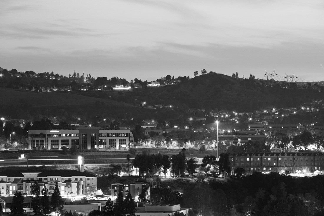 Sunset skyline view of the Anaheim Hills area of Anaheim, California 2000pc PuzzleBlack and White