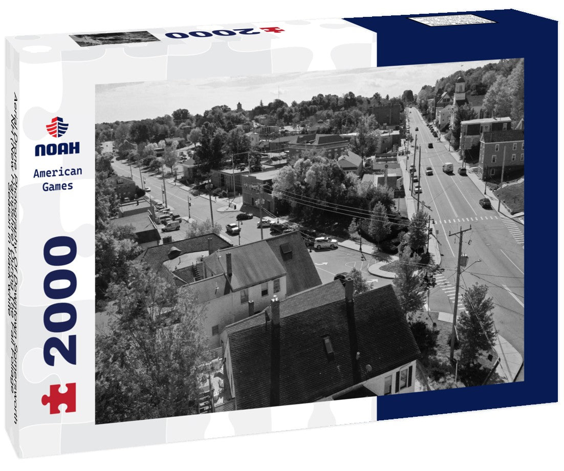 Aerial Drone Photography Of Downtown Somersworth, NH (New Hampshire) During The Fall Foliage Season 2000pc PuzzleBlack and White