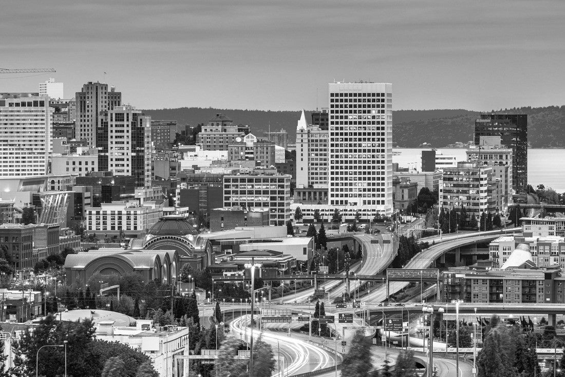 Tacoma, Washington, USA skyline at night 2000pc PuzzleBlack and White