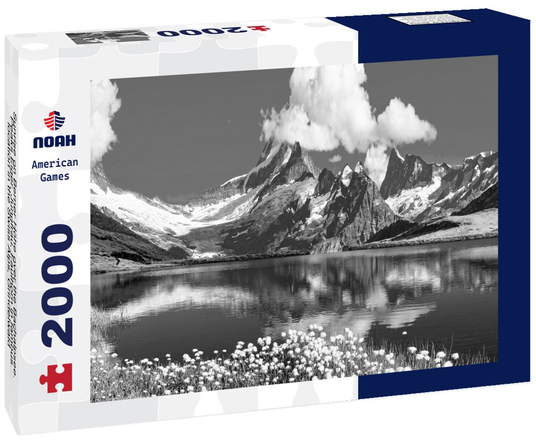 Sunrise on Berner Höhe over the Bachalpsee. Peaks Eiger, Jungfrau, Faulhorn in famous location in the Swiss Alps, Grindelwald Valley 2000pc PuzzleBlack and White