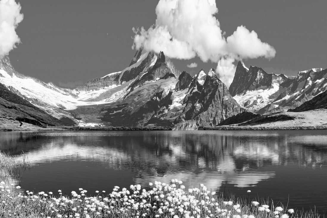 Sunrise on Berner Höhe over the Bachalpsee. Peaks Eiger, Jungfrau, Faulhorn in famous location in the Swiss Alps, Grindelwald Valley 2000pc PuzzleBlack and White