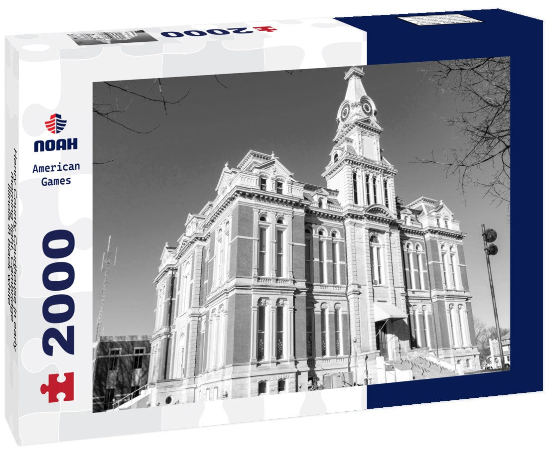 Henry County Courthouse in early morning light. Cambridge, Illinois 2000pc PuzzleBlack and White