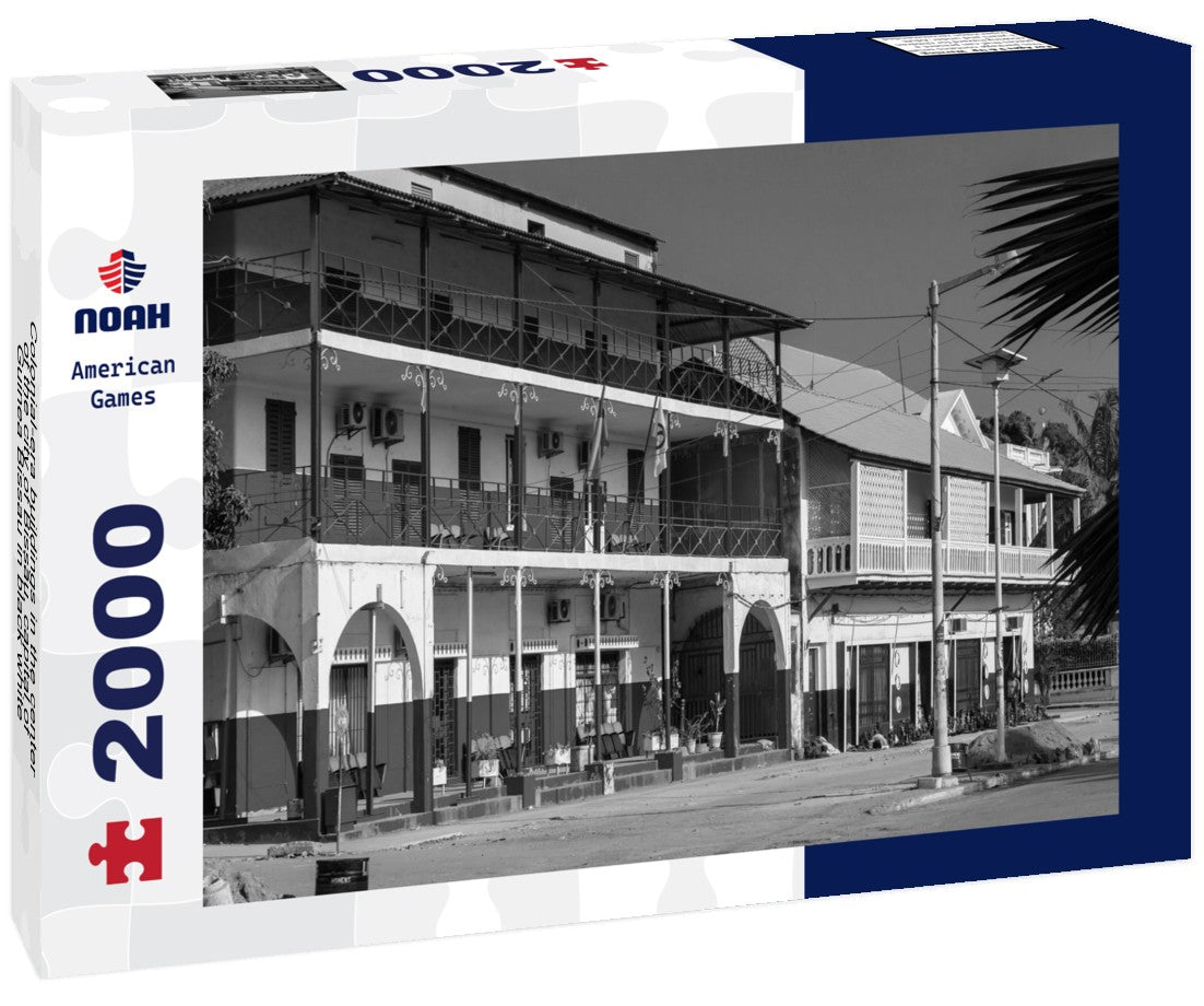 Colonial-era buildings in the center of the city of Bissau, capital of Guinea Bissau 2000pc PuzzleBlack and White