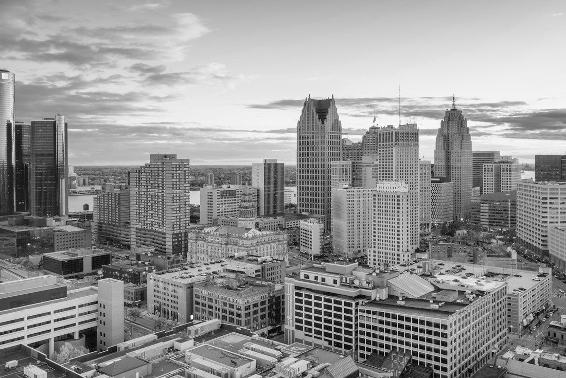 Detroit, Michigan, USA Downtown evening skyline 2000pc PuzzleBlack and White