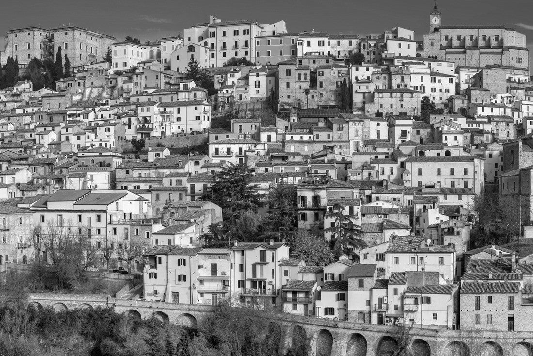 Abrutino Loreto in Abruzzo, Italy. It is a medieval hilltop town. Blue sky. 2000pc PuzzleBlack and White