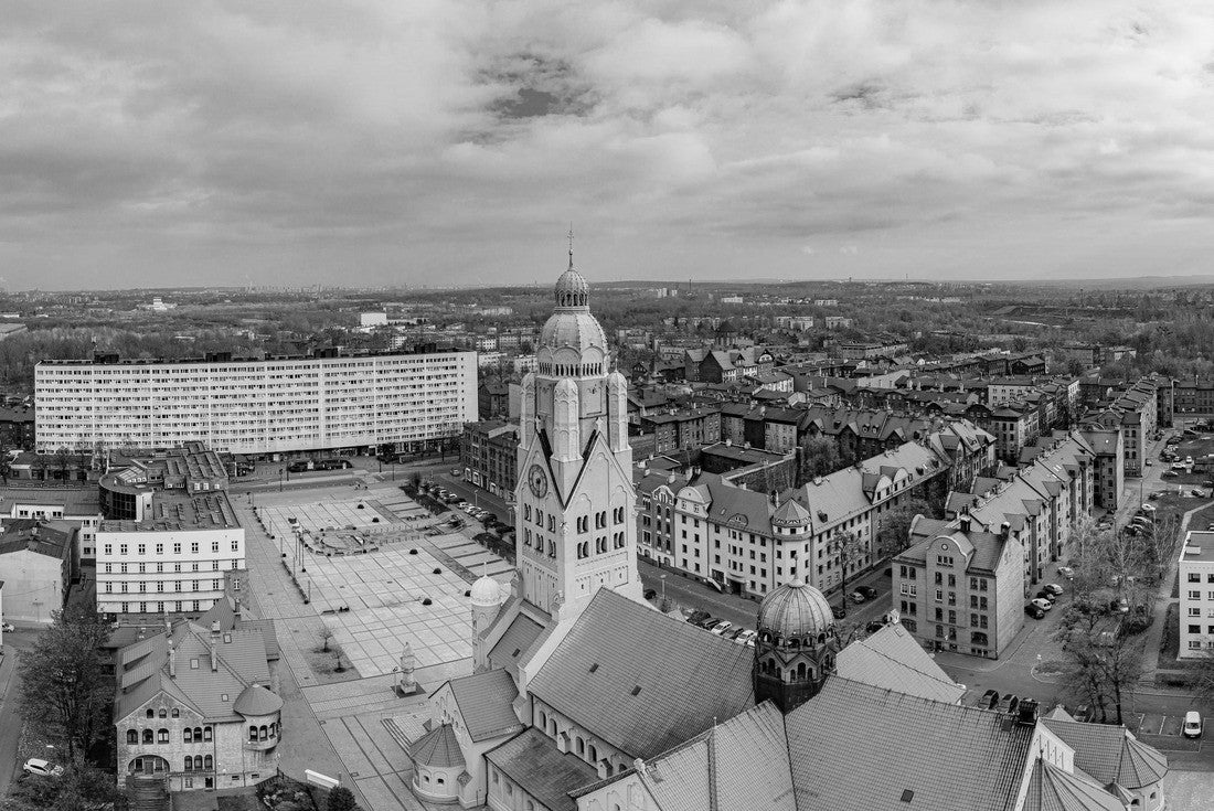 Aerial view of Ruda Slaska city center 2000pc PuzzleBlack and White
