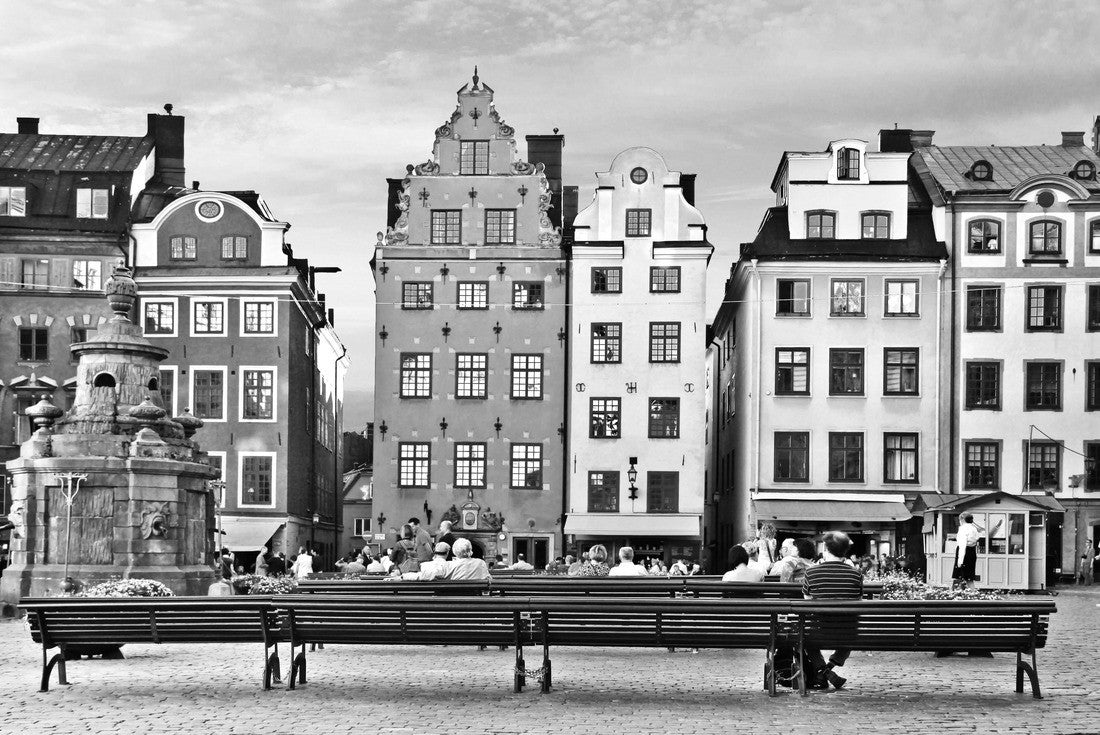 Old town of Stockholm - popular tourist attraction. Sweden 2000pc PuzzleBlack and White