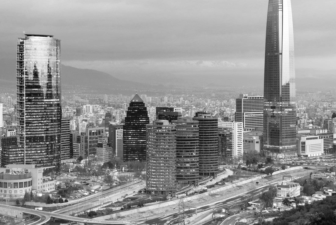 Skyline of Santiago de Chile with modern office buildings in the financial district of Las Condes 2000pc PuzzleBlack and White