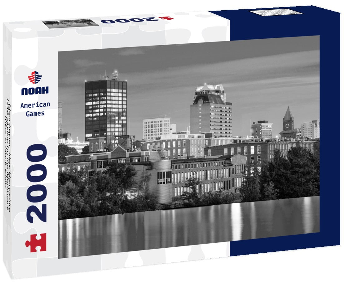 Manchester, New Hampshire, USA skyline on the Merrimack River 2000pc PuzzleBlack and White