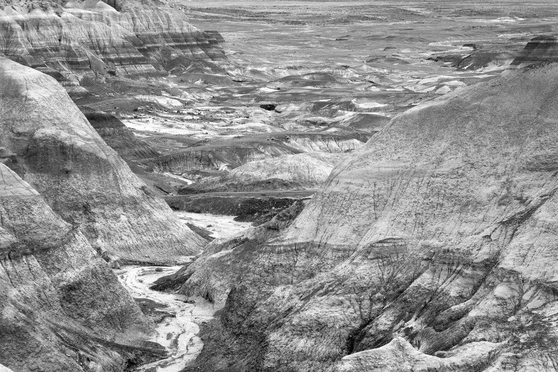 Striped purple sandstone formations of Blue Mesa badlands in Petrified Forest National Park, Arizona, USA 2000pc PuzzleBlack and White